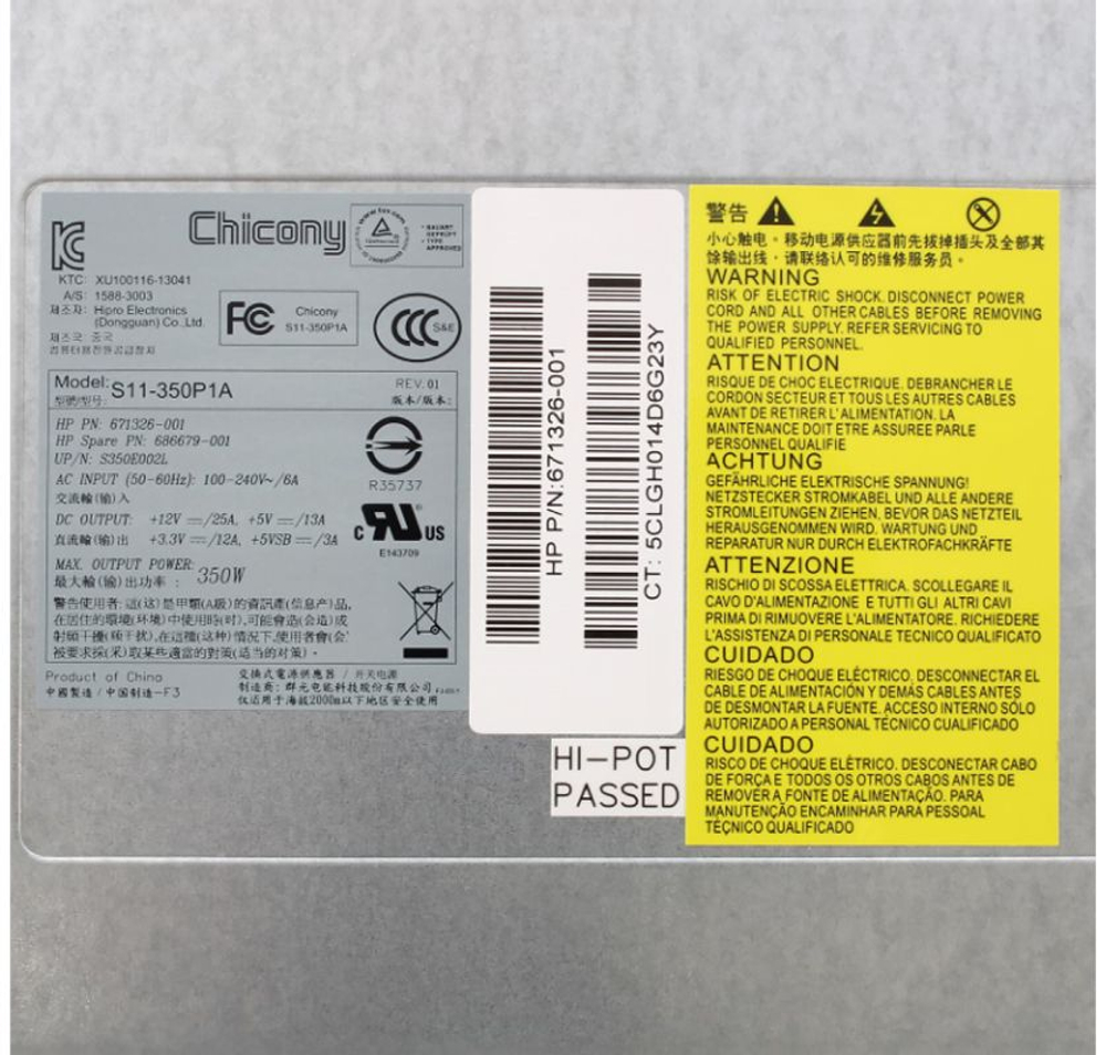 Серверный Блок Питания HP S11-350P1A HP DL320E G8 350W 671326-001 686679-001