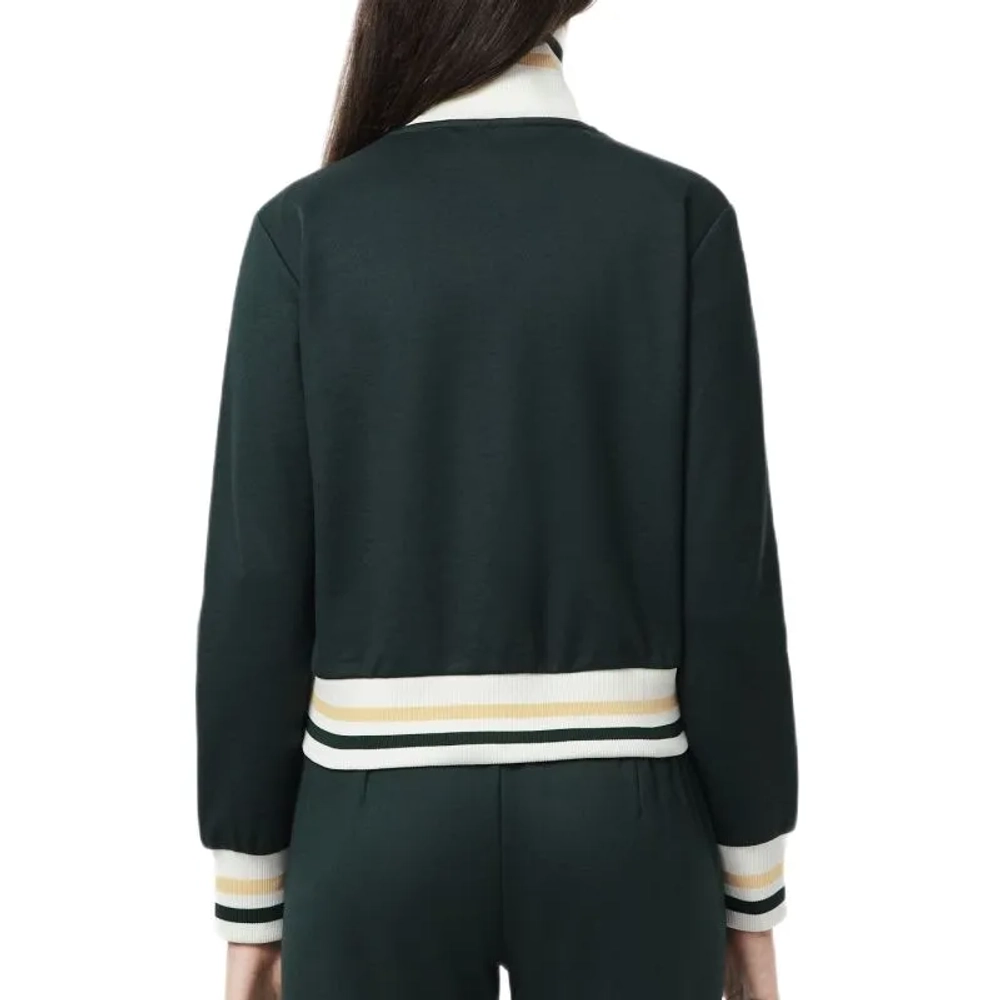 Женская Кофта теннисная Lacoste Zip-Up Stripe Accent - forest green