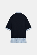 КОРОТКОЕ ПЛАТЬЕ С БАНТОМ И КОМБИНИРОВАННЫМИ ТКАНЯМИ — ZARA