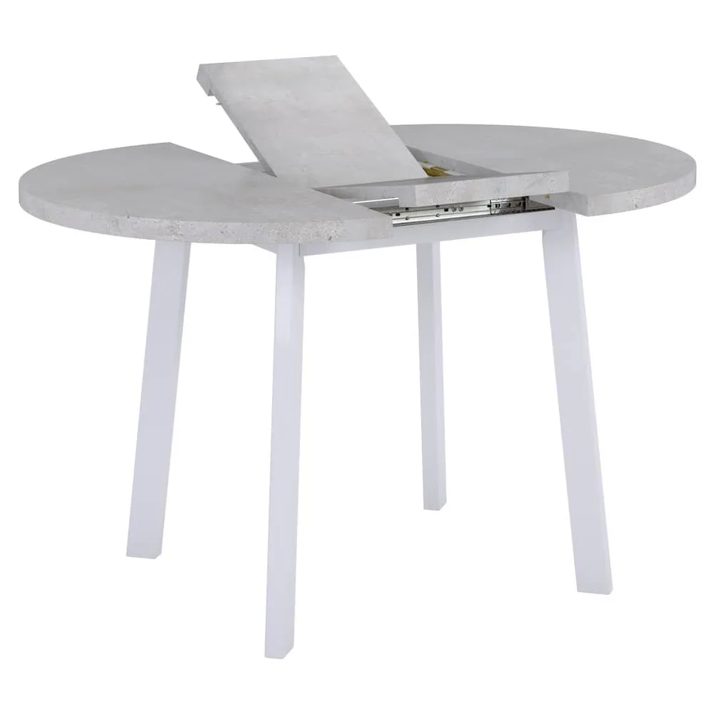 Стол Bradex Home Next круглый раскладной 90-120x90x76,5см, Бетон Лайт, белый