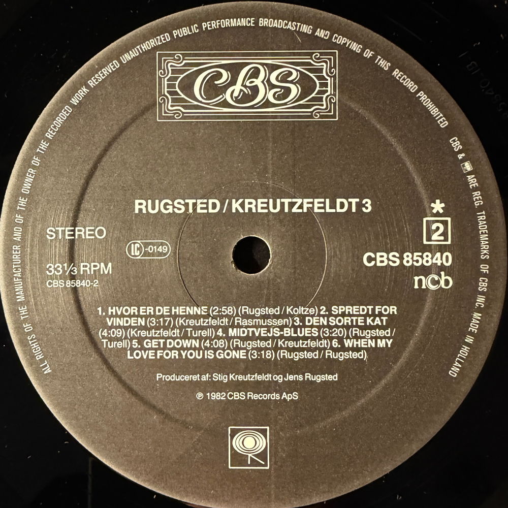 Rugsted Kreutzfeldt ‎– Rugsted Kreutzfeldt 3 (Голландия 1982г.)