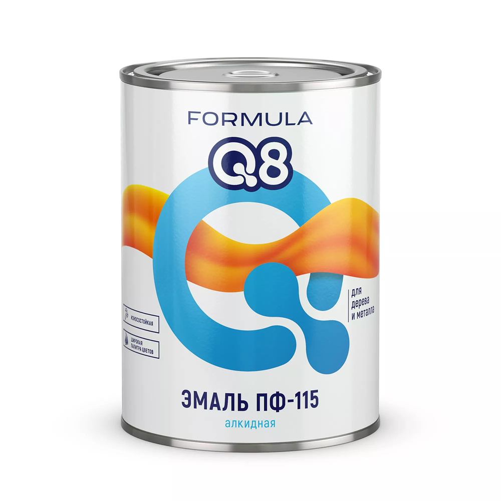 Эмаль ПФ-115 алкидная Formula Q8, глянцевая, 0,9 кг, желто-коричневая