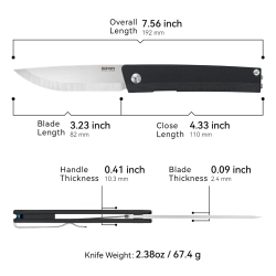 Нож складной SRM 401L-GB Gent Scandi Satin/Stonewash (10Cr15CoMoV, Black G10)