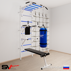 Шведская стенка Sv Sport усиленная 62620 (Турник рукоход/Брусья/Стойка/Скамья/Цепь/Мешок 22кг/Канатный лаз)