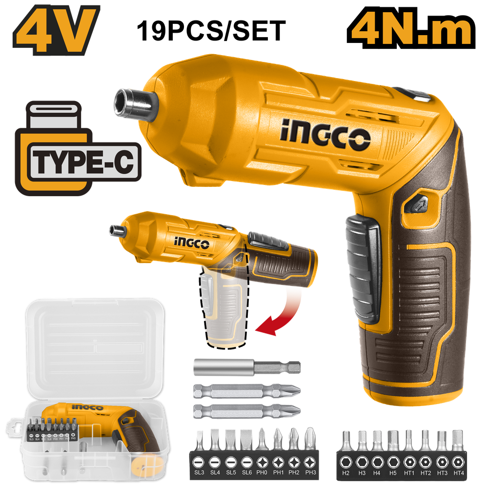 Аккумуляторная отвертка INGCO CSDLI0442 4 В 4 Нм 1/4" Аккумуляторная отвертка INGCO CSDLI0442 4 В 4 Нм 1/4"