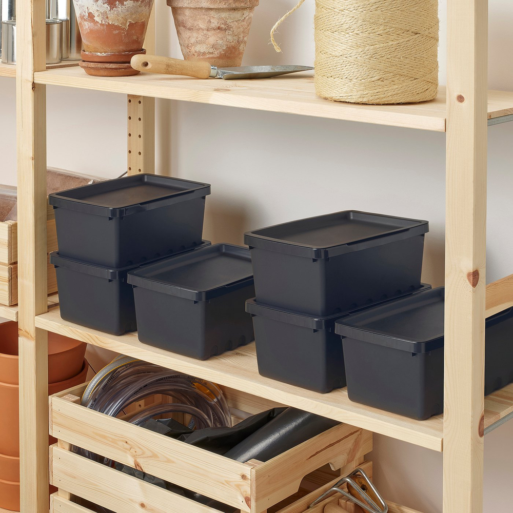 IKEA UPPSNOFSAD  (ИКЕА УППСНОФСАД)  -  Контейнер - чёрный 25x17x12 см/3.5 л