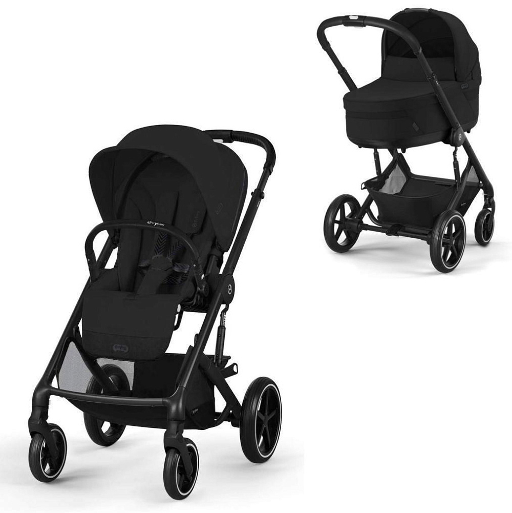 Коляска Cybex Balios S Lux BLK complete Aton B2 Dynamic Red Base One 4 в 1 Moon Black с дождевиками