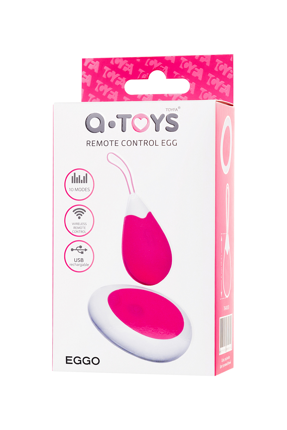 Виброяйцо ToyFa A-toys с пультом ДУ силикон розово-белый 12 см