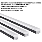 359110 OVER NT23 074 черный Светильник линейный, в комплекте прямой соединитель,крепёжные планки, сетевой кабель 2м IP20 LED 20W 4000K 100-265V BITS
