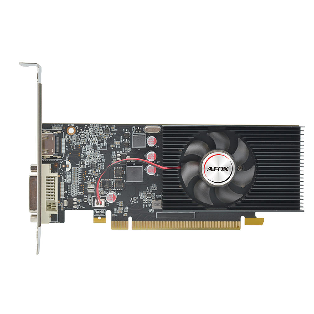 Видеокарта AFOX NVIDIA GeForce GT1030, 2Гб GDDR5, 64 бита, LP, Retail, PCIe3.0, 1xFAN, 1-SLOT, 30Вт, HDMI, DVI (AF1030-2048D5L5)
