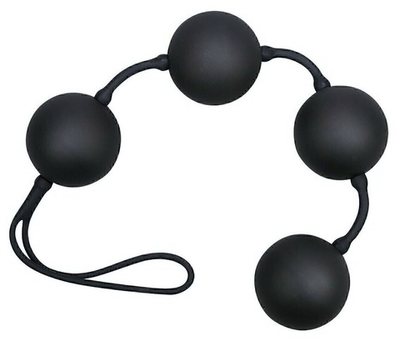 Анальные четырехрядные шарики со смещенным центром тяжести Velvet Black Balls (Цвет: черный)