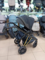 Детская коляска Luxmom F1 2в1 (черный, золотая рама)