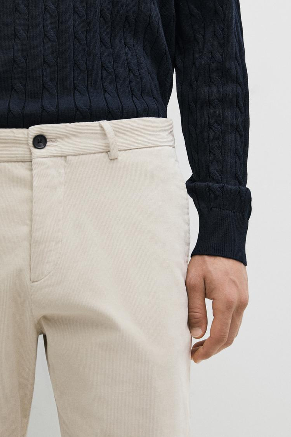 Massimo Dutti Зауженные вельветовые брюки, бежевый