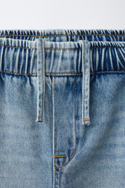 ZARA ДЖИНСОВЫЕ ШОРТЫ BARREL, СИНИЙ