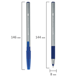 Ручка шариковая с грипом BRAUBERG "i-STICK POINT", СИНЯЯ, корпус серый, игольчатый узел 0,7 мм, линия письма 0,35 мм, 144021
