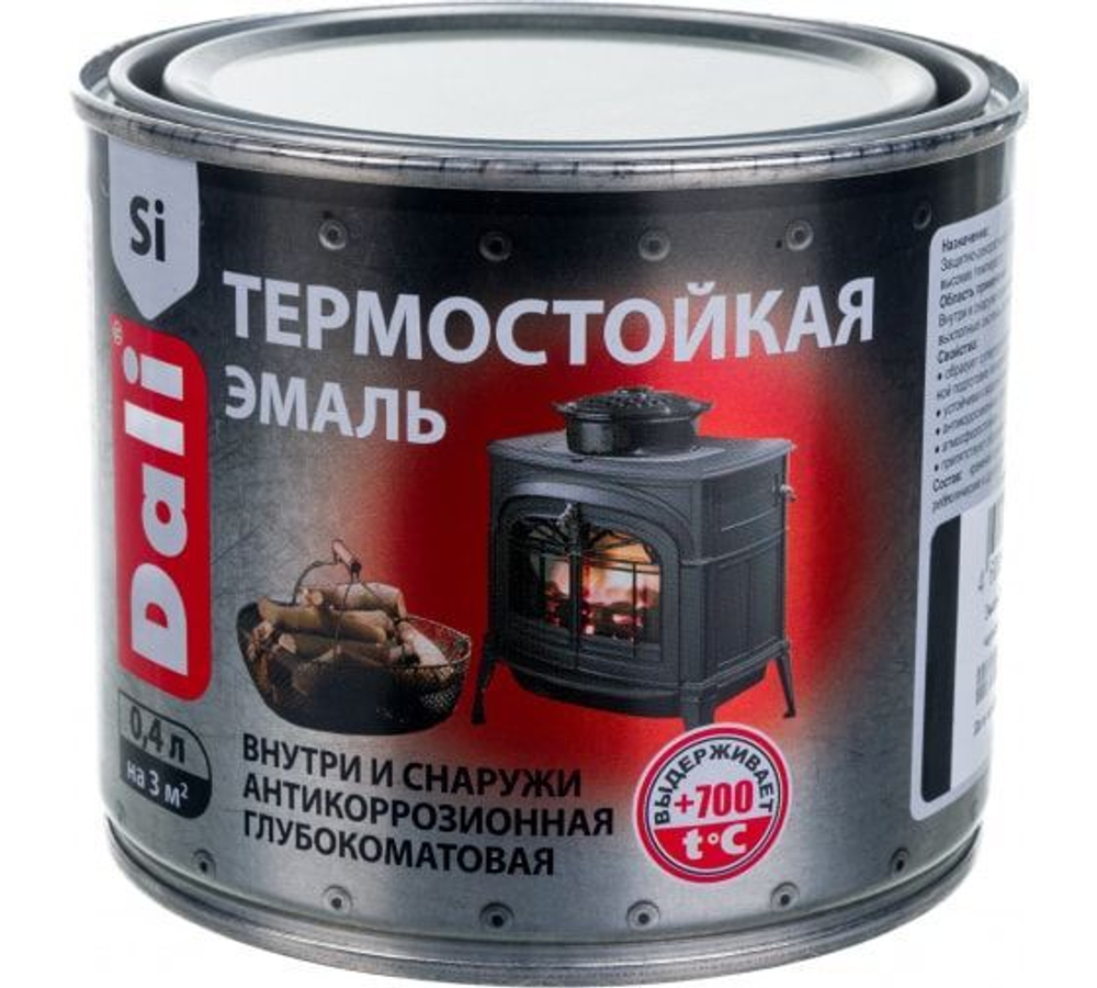 Термостойкая эмаль "Dali" 0,4 литра, черная