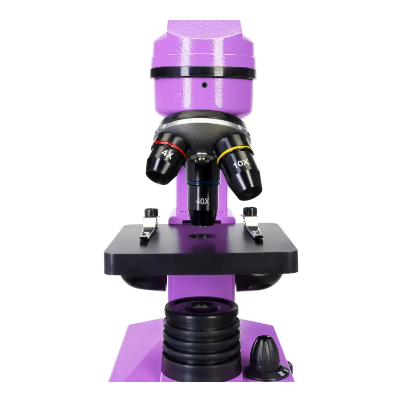 Микроскоп Levenhuk Rainbow 2L Amethyst\Аметист - револьверное устройство с объективами 4x, 10x и 40x