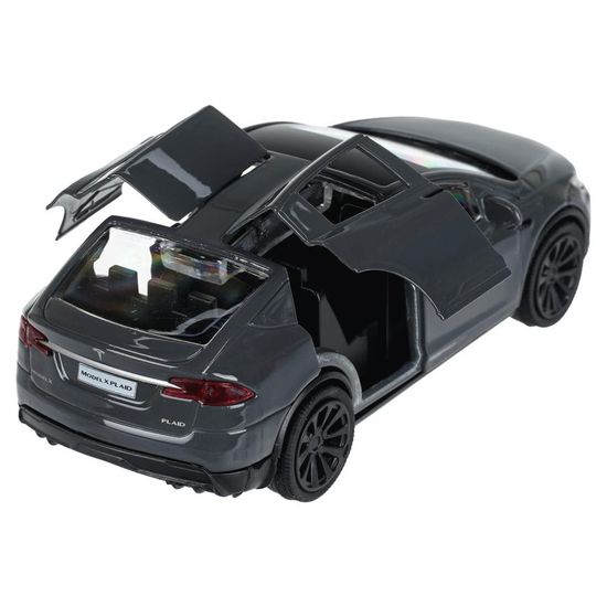 Машина металл tesla model x plaid 12 см, двери, серебрянный Технопарк