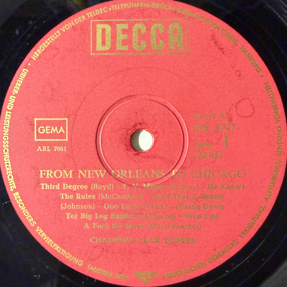 Champion Jack Dupree – From New Orleans To Chicago (Германия 1966г.) Т