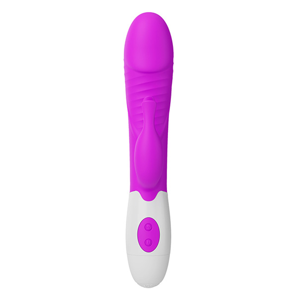 Лиловый вибратор-кролик 19,8см со стимулятором клитора Pretty Love Rasmussen Bunny Vibrator BW-500072