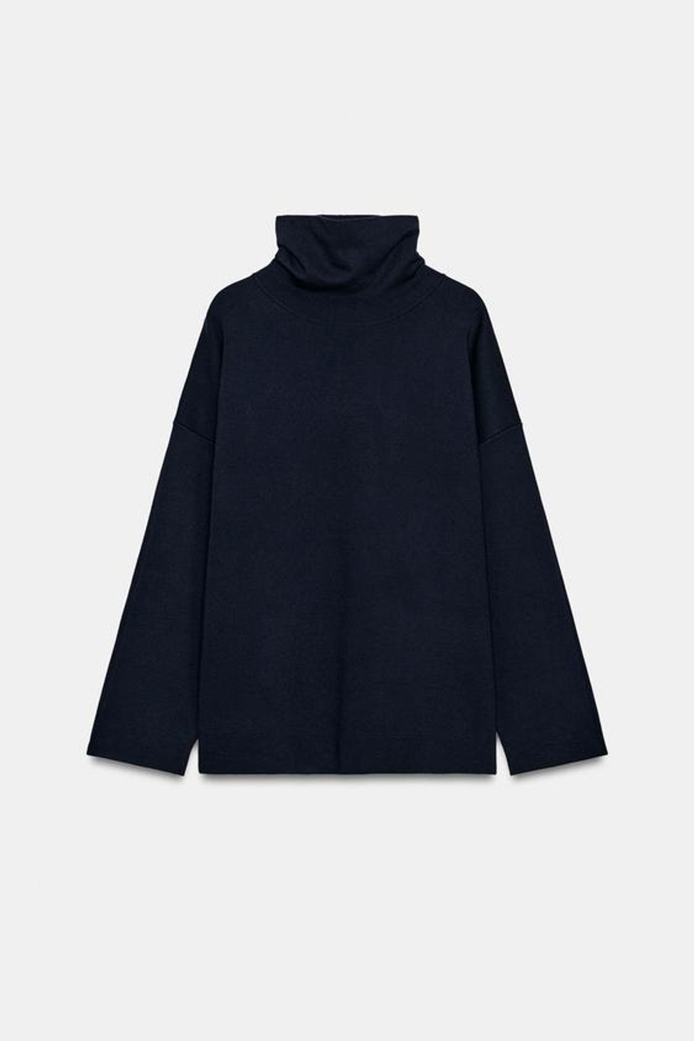 ZARA ОДНОТОННЫЙ СВИТЕР С ВОРОТНИКОМ-СТОЙКОЙ, МОРСКОЙ СИНИЙ