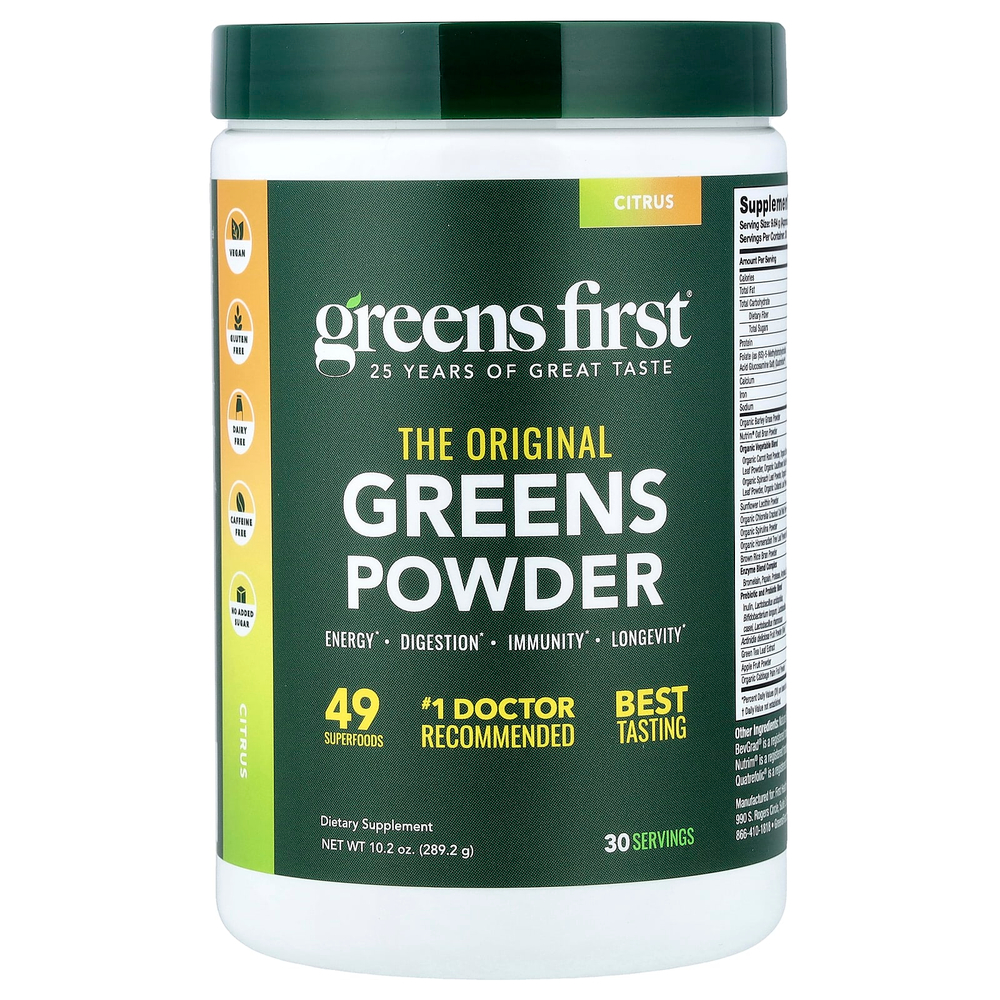 Greens First, порошок из зелени, со вкусом цитрусовых, 289,2 г (10,2 унции)