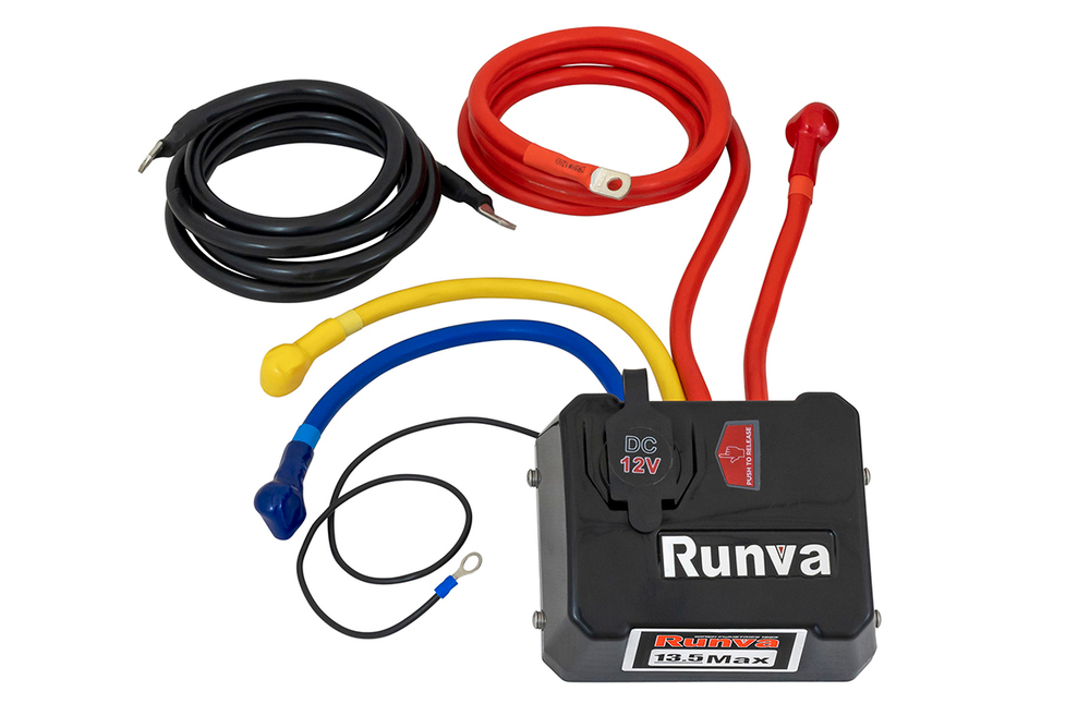 Лебёдка автомобильная электрическая 12V Runva 13500 lbs 6136 кг MAX влагозащищенная, стальной трос