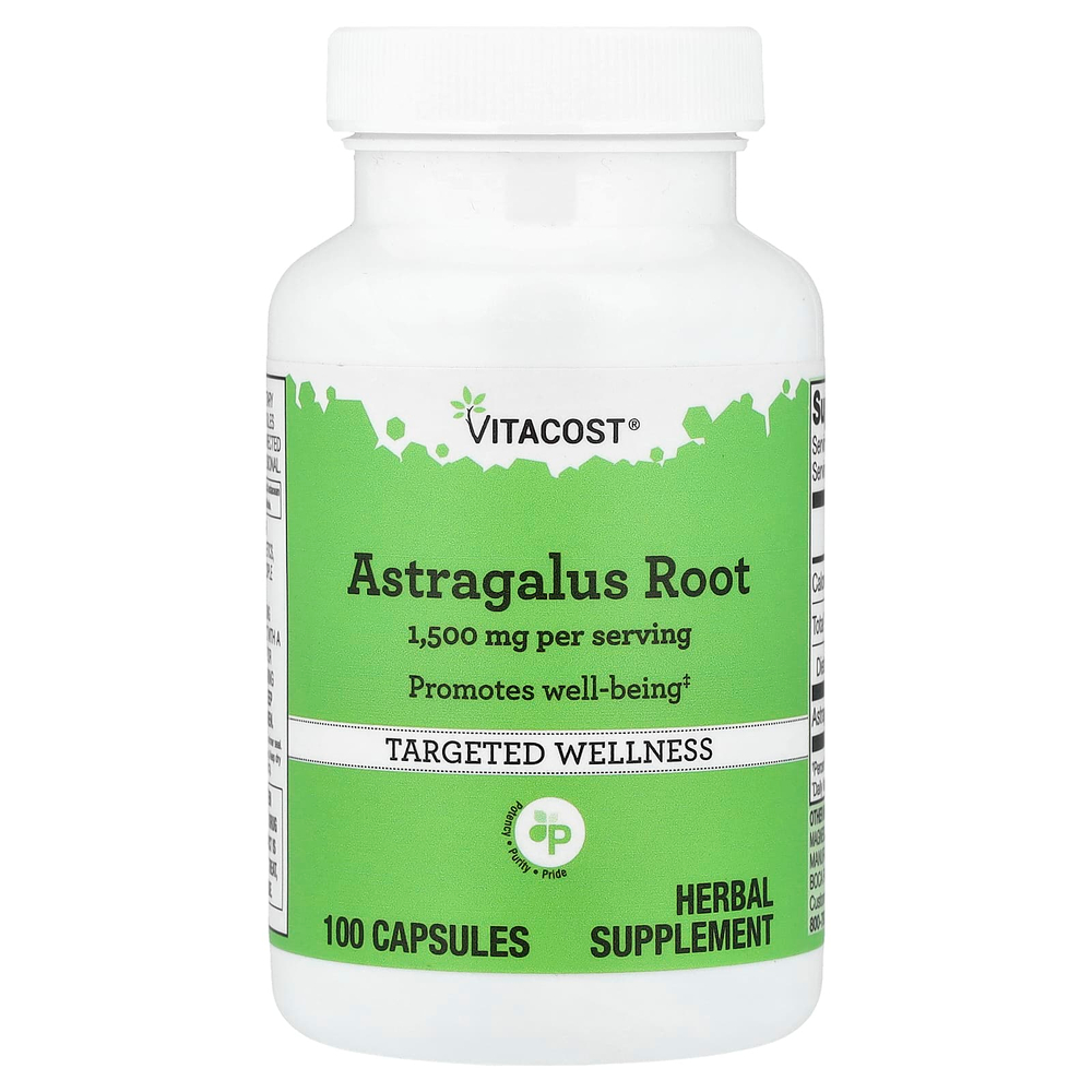 Vitacost, корень астрагала, 100 капсул (500 мг в 1 капсуле)
