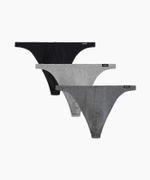 Мужские трусы стринги Atlantic, набор из 3 шт., хлопок, черные + серый меланж + темно-серый меланж, Basic 3BMP-253