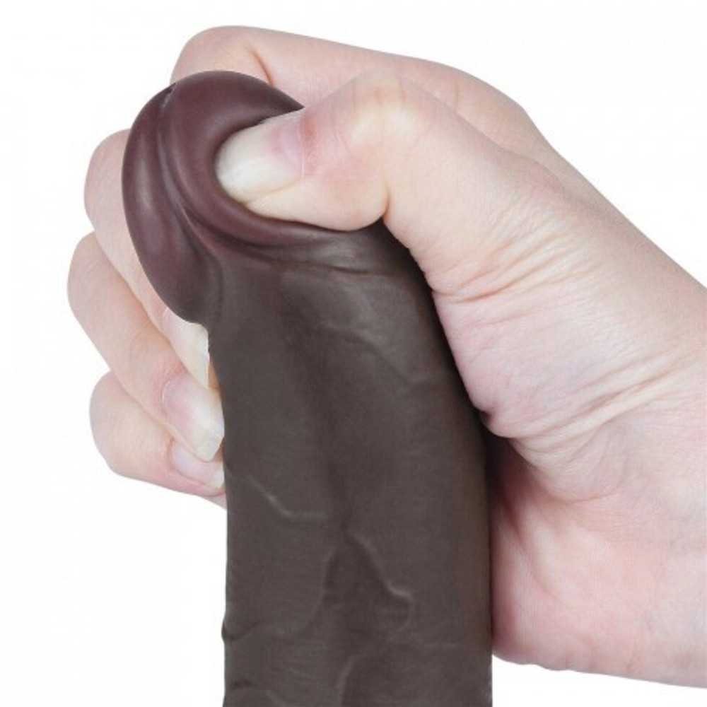 Реалистичный фаллоимитатор Lovetoy Sliding Skin (19,5×3,5 см) с двойной плотностью, чёрный