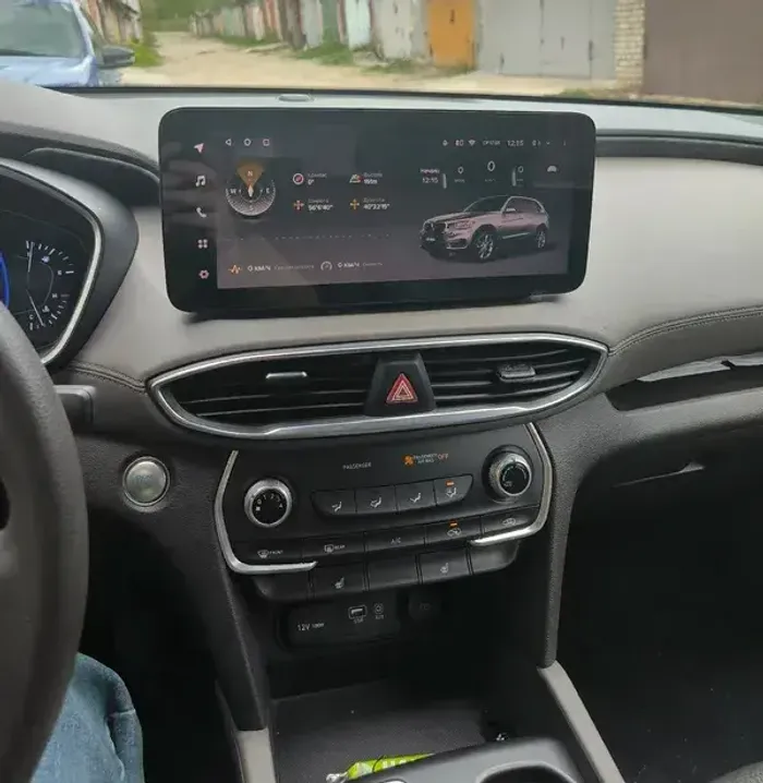 Магнитола для Hyundai Santa Fe 4 2020-2023 (прямое подключение к штатному усилителю, рамка 10) - Teyes LUX ONE ROUND монитор 12.3" 2K QLED на Android 10, Быстрая, CarPlay, 4G SIM-слот