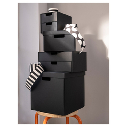 IKEA FJÄDERHARV  (ИКЕА ФЙЭДЕРХАРВ)  -  Коробка с крышкой - антрацит 25x35x16 см