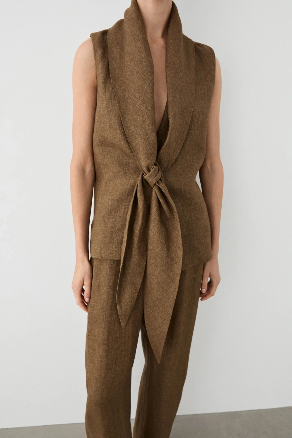 Жилет с льняными шнурками - MASSIMO DUTTI