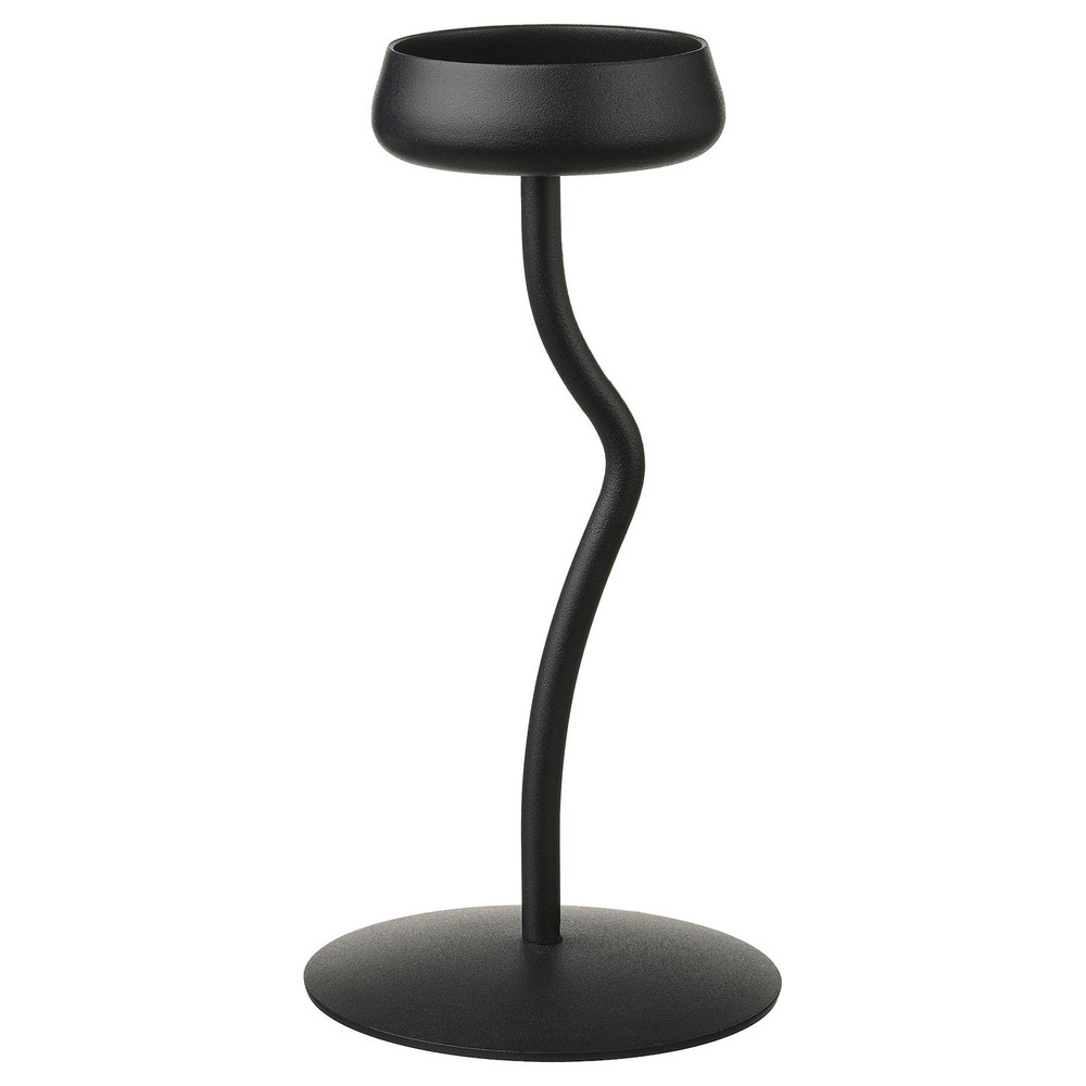 IKEA SILVERPÄRON  (ИКЕА СИЛВЕРПЭРОН)  -  Подсвечник для свечи-столбика - чёрный 24 см