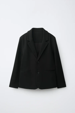 ZARA ОДНОТОННЫЙ КОСТЮМНЫЙ БЛЕЙЗЕР, ЧЕРНЫЙ