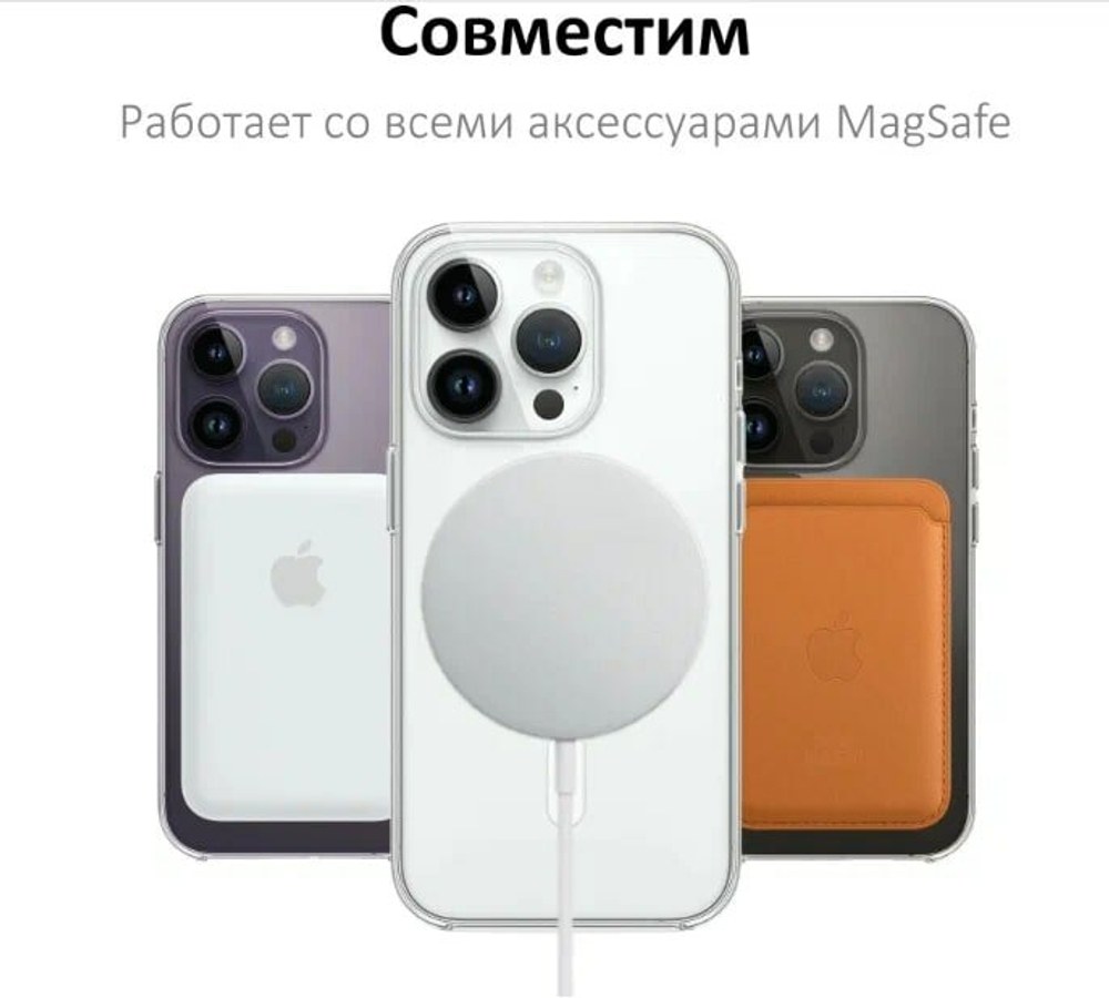Прозрачный чехол для iPhone 13 Pro Max с магнитом для беспроводной зарядки MagSafe / Clear case