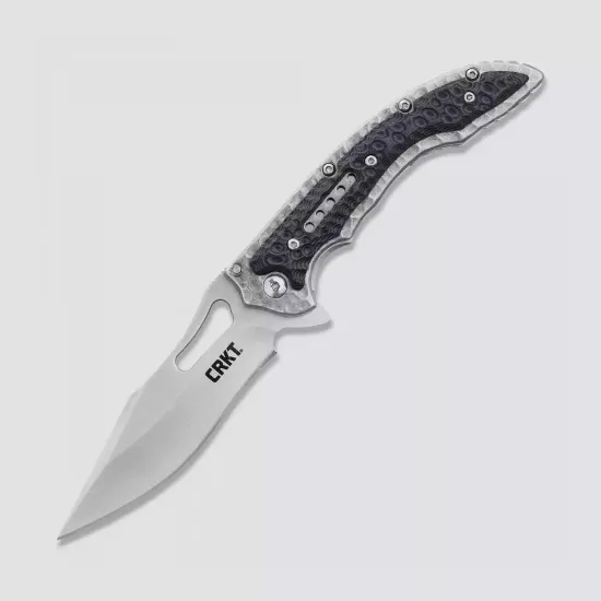 Нож"FOSSIL™COMPACT"скл,ст.8Cr13MoV, HRC 58-60,кл.Satin/отверст.,рук.фиолетово-серая-ст.2Cr13 SS/G10,клипса