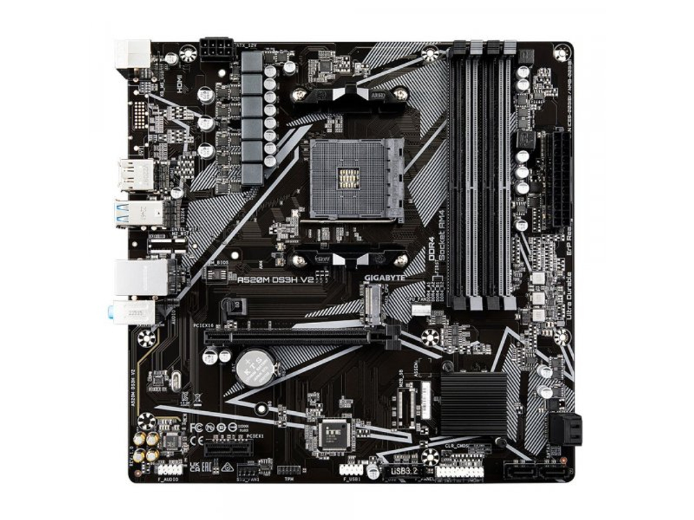 Материнская плата Gigabyte A520M DS3H V2, Socket AM4, AMD A520, mATX, RTL