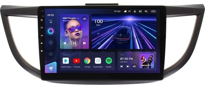 Магнитола для Honda CR-V 4 2012-2016 (большая рамка 10) - Teyes CC3 на Android 10, Быстрая, QLED, CarPlay, 4G SIM-слот