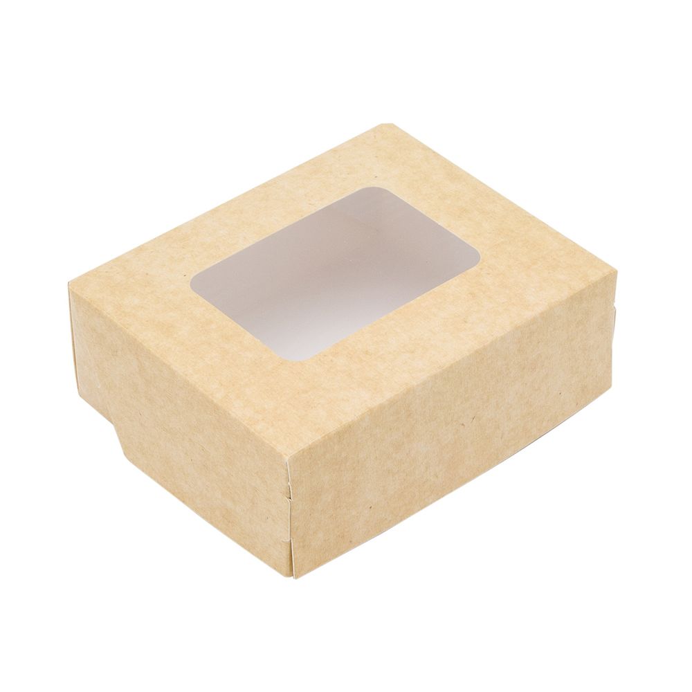Коробки складная с окном 10х8х3.5 см, крафт, 9643044, 20 шт