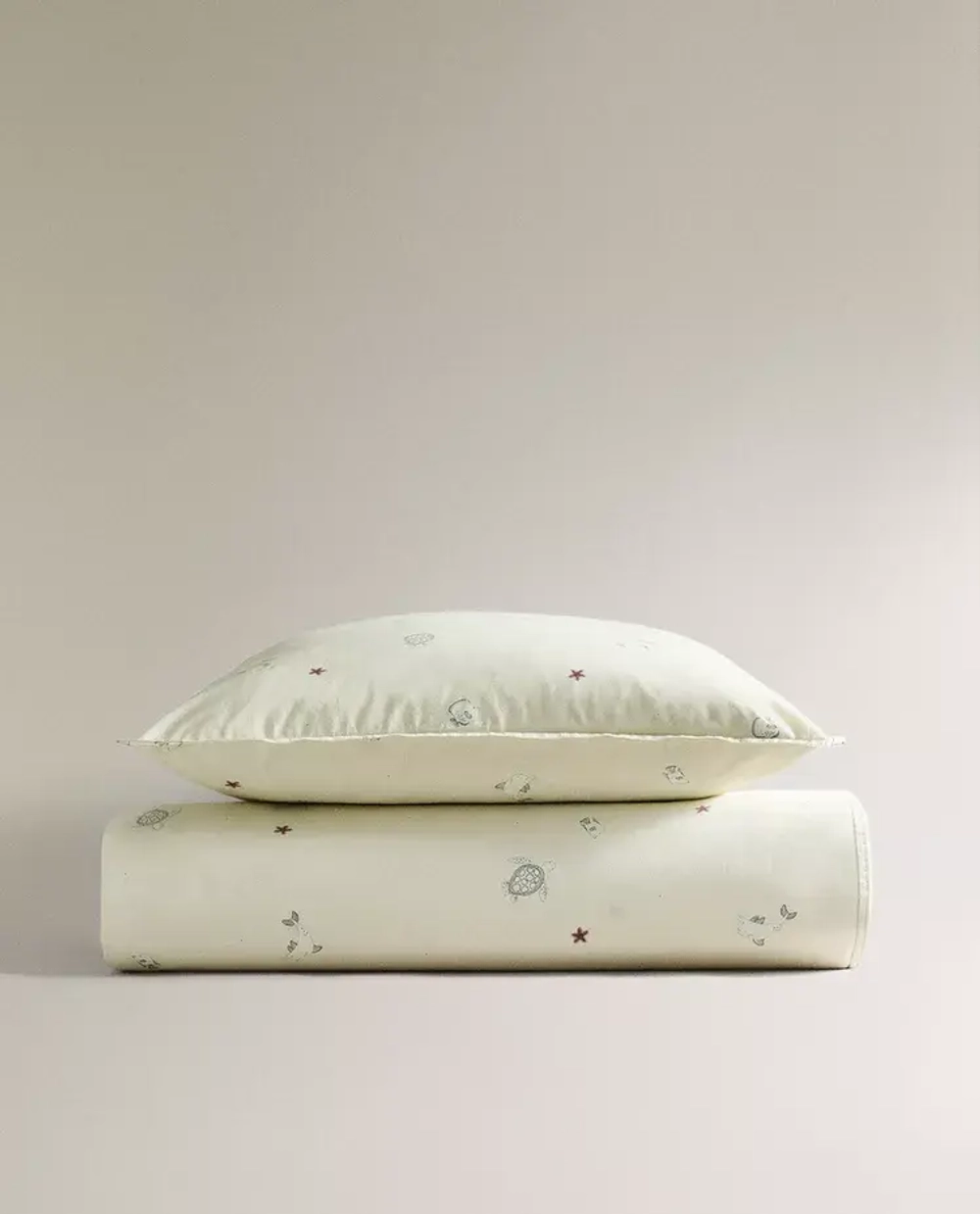 ZARA HOME ДЕТСКИЙ ПОДОДЕЯЛЬНИК С МОРСКИМИ МОТИВАМИ, СВЕТЛО-ЗЕЛЕНЫЙ