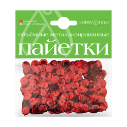 Hobby time Пайетки 3D, "Набор №6", однотонные, металлизированные, 8мм, 12вид, Hobby time