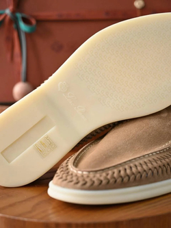 Светло-коричневые лоферы Loro Piana Summer Walk с плетением