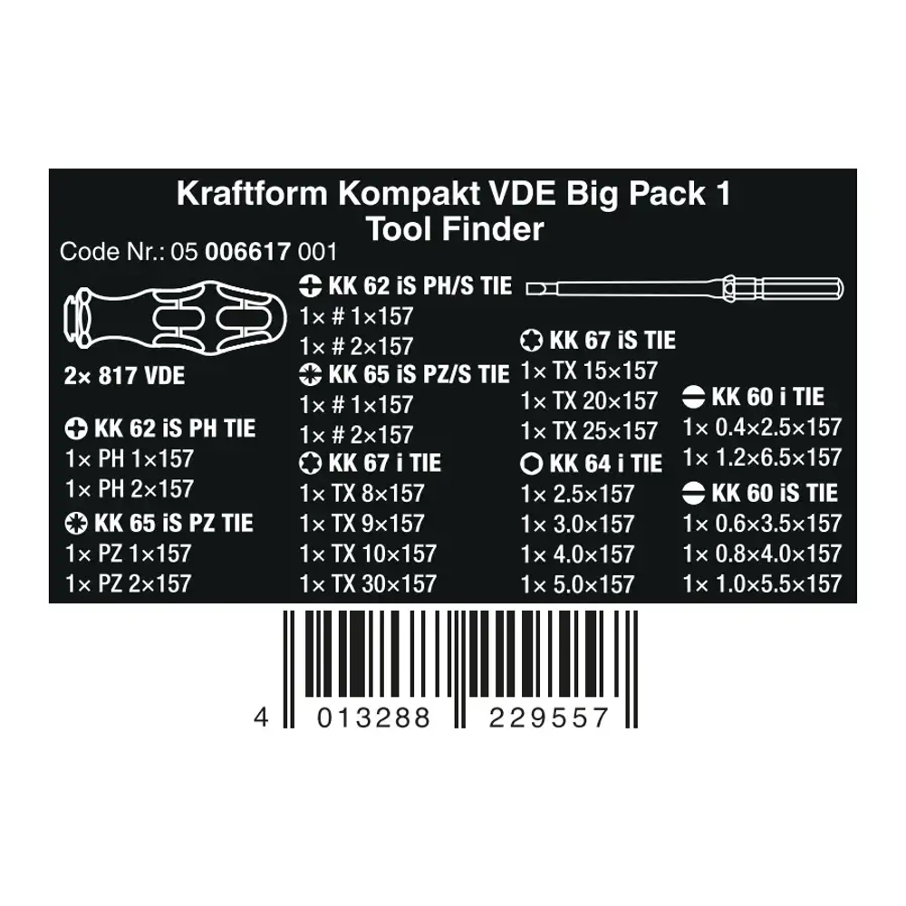 Набор отвёрток Kraftform Kompakt VDE Big Pack 1 WERA 05006617001