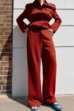 ZARA ШИРОКИЕ СТРУЯЩИЕСЯ БРЮКИ, КРАСНОВАТЫЙ