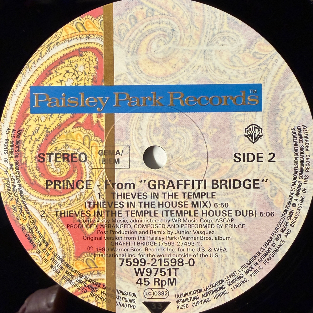 Prince ‎– Thieves In The Temple - Remix (Германия 1990г.) 12" 45 RPM