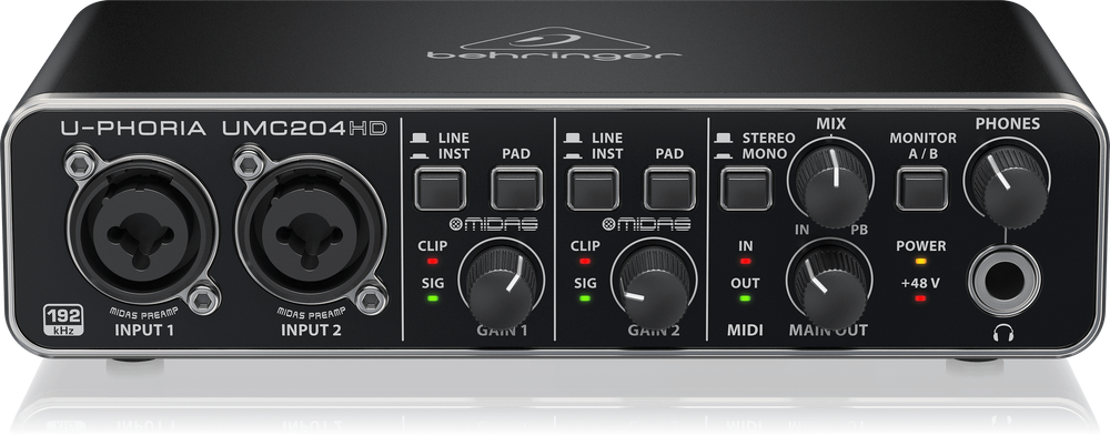 Behringer UMC204HD внешний аудио интерфейс, 24 бит/192кГц, 2 вх./4 вых., USB