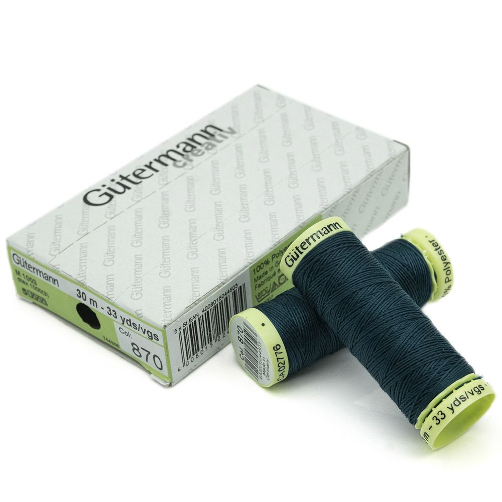 Нитки отделочные Gutermann Top Stitch 30 (30 метров), 5 кат. | 870 малахит