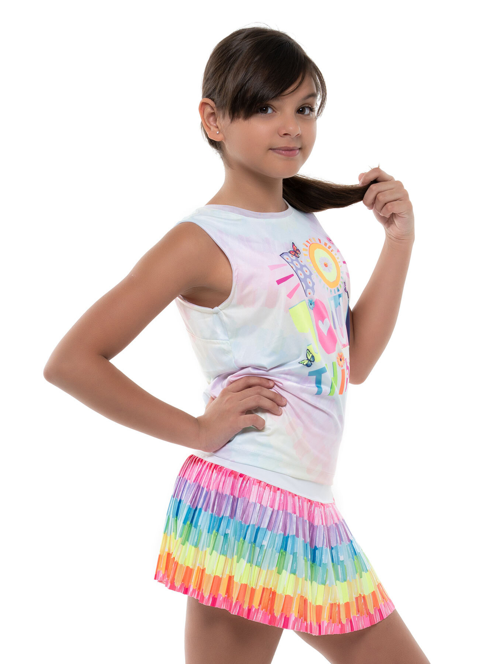 Футболка для девочки теннисная Lucky in Love Novelty Print Crafty Scribble Tie Back Tank Girls - разноцветный
