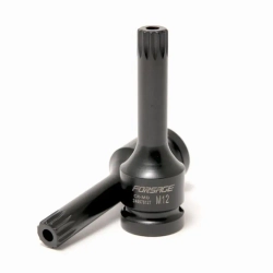 Головка-бита SPLINE глубокая ударная1/2'', M12 с отверстием Forsage F-24807812T